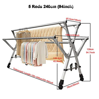 5Poles Clothes Drying Rack