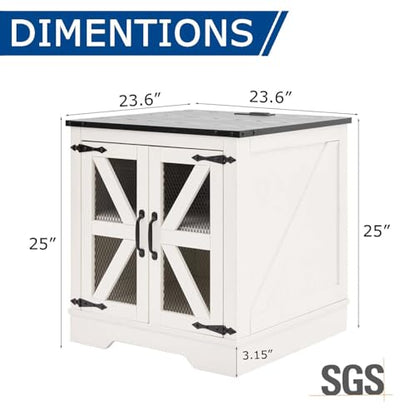 Farmhouse End Table Set with Charging Station