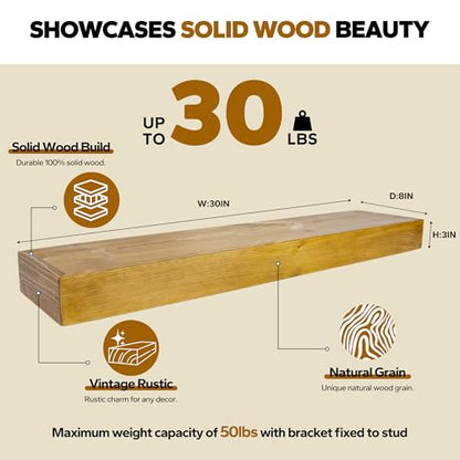 Floating Shelves 3 inch Thick for Wall Set of 2 (2 Count)