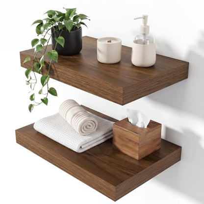 Floating Shelves 15.7" W x 10.3" D Walnut Set of 2 (2 Count)