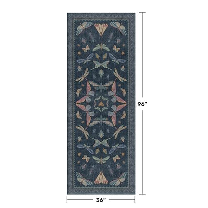 Vintage Dark Blue Insect Moth Runner Rug 3x8 (24 Sq Ft)