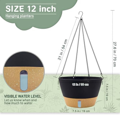 3 Pack 12 Inch Hanging Planters for Indoor Plants (72 Count)