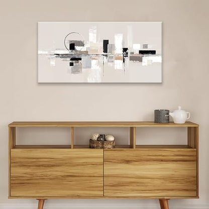 Abstract Canvas Art Wall Decor Black White Wall Art Painting Abstract Wall Decor Prints Grey Brown Minimalist Artwork Picture For Bedroom Kitchen Office Bathroom Home Wall Decoration 20" × 40"