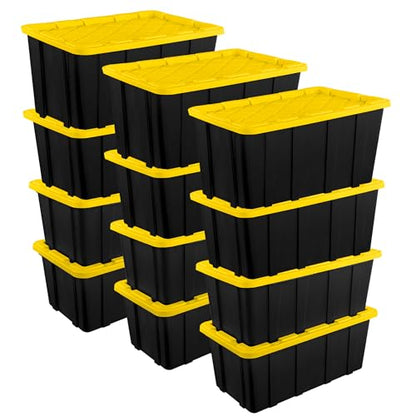 Industrial Storage Tote with Lids for Garage (12 Count)