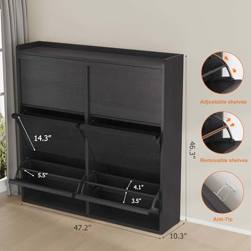 Shoe Cabinet with 6 Flip Drawers