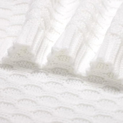 Neiwech Baby Blanket Boy Girl Knit Soft Swaddle Receiving Blankets for Newborn Nursery Infant Crib Stroller White 30 x 40 Inch