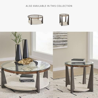 Frazwa Round Glass End Table