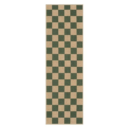 Checkered Easy Jute Kitchen Runner Rug