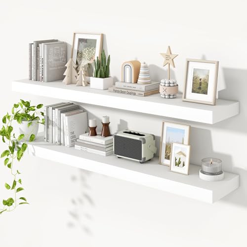 Floating Shelves 55.1" W x 10.3" D White Set of 2 (2 Count)