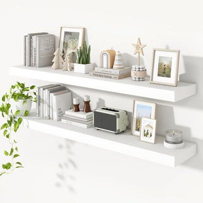 Floating Shelves 55.1" W x 10.3" D White Set of 2 (2 Count)