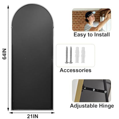 64"x21" Arched Full Length Mirror Free Standing Floor Mirrors