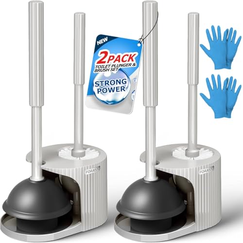 2Pack 2 in 1 Toilet Brush and Plunger Set (2 Count)