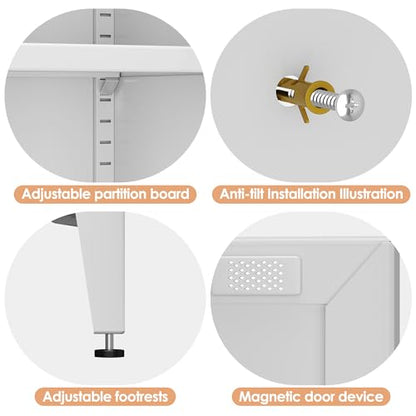 63.58 in Metal Pantry Cabinet with Adjustable Shelves