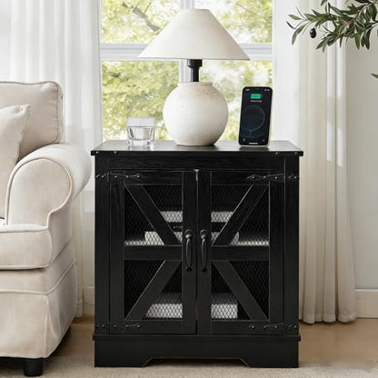 Farmhouse End Table Set with Charging Station