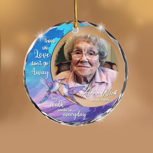 Personalized Memorial Hummingbird Glass Ornament