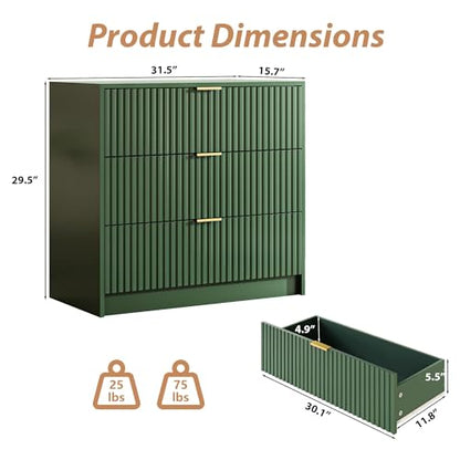 Green Fluted Dresser for Bedroom