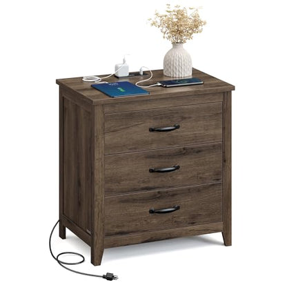 23.6‑Inch Farmhouse Nightstand with Charging Station