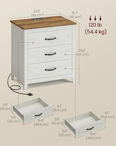 Farmhouse Nightstand with Charging Station (2 Count)