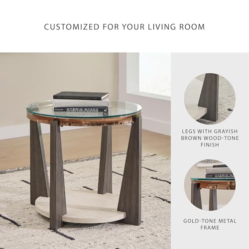 Frazwa Round Glass End Table