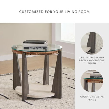 Frazwa Round Glass End Table