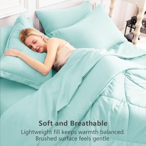 Queen Comforter Set with Sheets Spa Blue