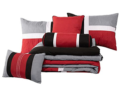 7 Piece Quilted Patchwork Comforter Set