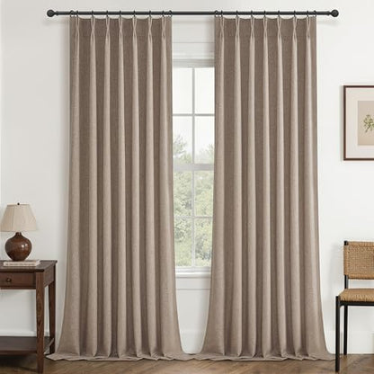 Dark Flax Blackout 105 Inch Long Boho Living Room Curtains 2 Panels Set (2 Count)
