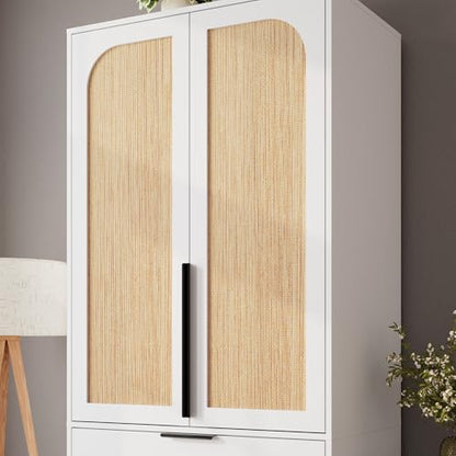 70" Wardrobe Armoire Wooden Closet with 3 Drawers
