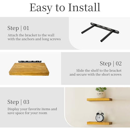 Wood Floating Shelves for Wall 12 inch Set of 2