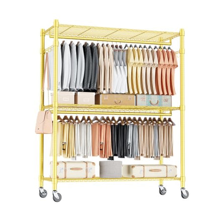 Gold Heavy Duty Clothes Rack with Wheels