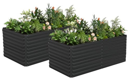 6x3x3ft Outdoor Metal Raised Garden Bed (2 Count)