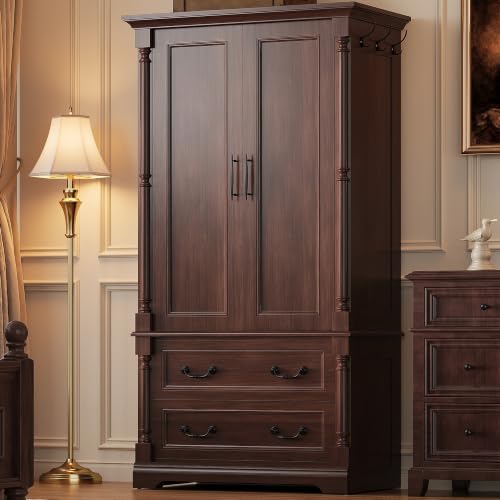 71“ Armoire Wardrobe Closet with 2 Drawers and 2 Doors