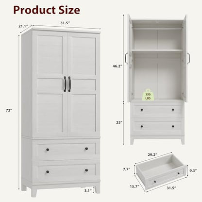 Armoire Wardrobe Closet with 2 Drawers