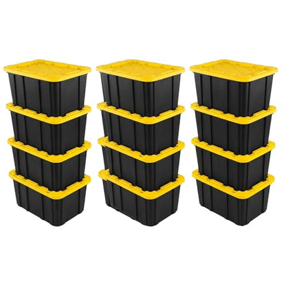 Industrial Storage Tote with Lids for Garage (12 Count)