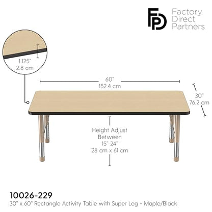 FDP 30" x 60" Rectangle Table with Chunky Legs
