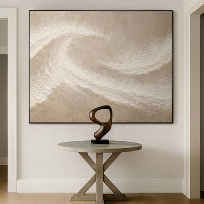 60"x72" Extra Large Framed Wall Art Soft Sand Wave Abstract Neutral Illustration for Home Living Room Bedroom Decor