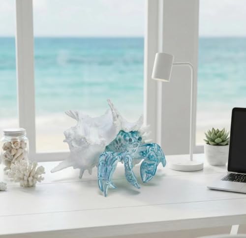 Hermit Crab with Shell Beach Coastal Statue for Home Shelf Decor (500 Count)