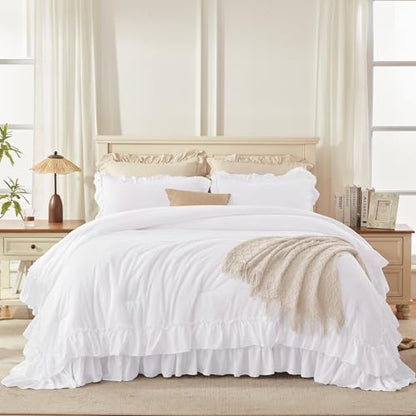 White Ruffle Oversized King Comforter Set