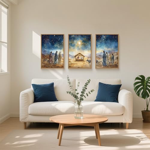 Large Bible Christian Religious Framed Canvas Wall Art Set