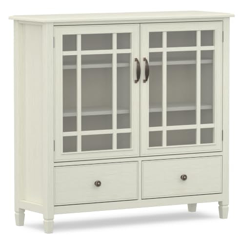 Connaught 46" Wide Solid Wood Tall Cabinet in Antique White