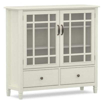 Connaught 46" Wide Solid Wood Tall Cabinet in Antique White