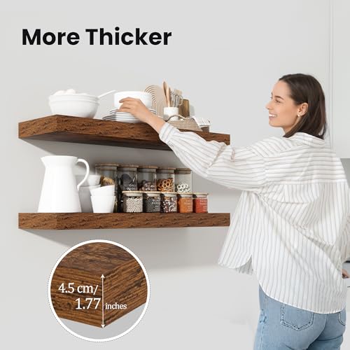 Floating Shelves 47.2" W x 10.3" D Rustic Brown Set of 2 (2 Count)
