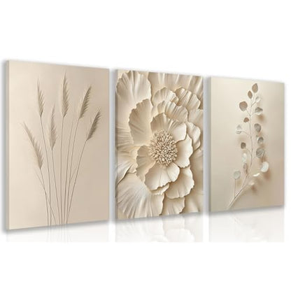 Wrapped Canvas Neutral Beige Botanical Wall Art Set of 3 (3 Count)