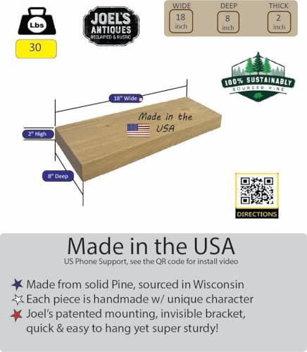 18 inch Wooden Floating Shelves for Wall