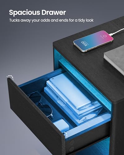 LED Nightstand with Charging Station