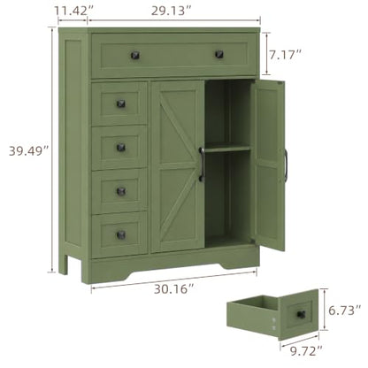 Farmhouse Storage Cabinet with 2 Doors and 5 Drawers