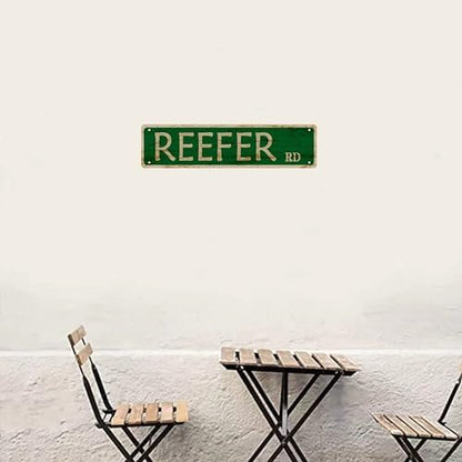 Vintage Reefer Road Metal Tin Sign - 4''x16'' - Home, Restaurant, Bar, Cafe, Garage Decor