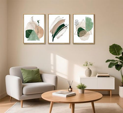 3Pcs Sage Green Minimalist Geometric Abstract Posters Wall Art (3 Count)