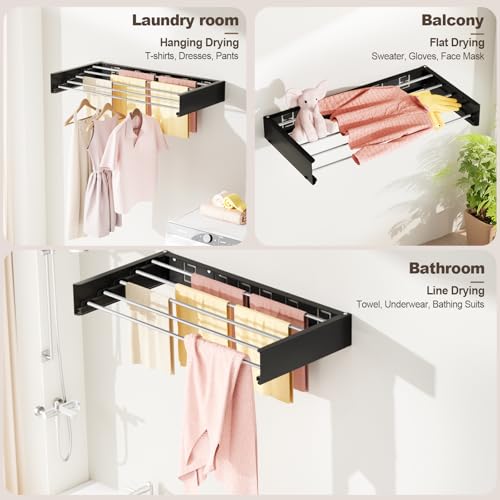 Wall Mounted Clothes Drying Rack Folding Indoor