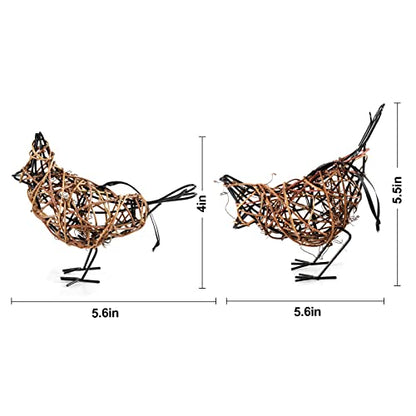 2pc Rattan Bird Statue Set (3.36 Ounce)